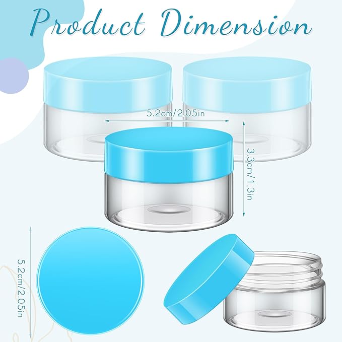 SATINIOR 36 Pieces Plastic Jars with Lids Round Leak Proof Airtight Container Cosmetic Small Empty Jars for Lotions Ointments Travel Toiletries Creams Make up Storage(1 oz,Blue)