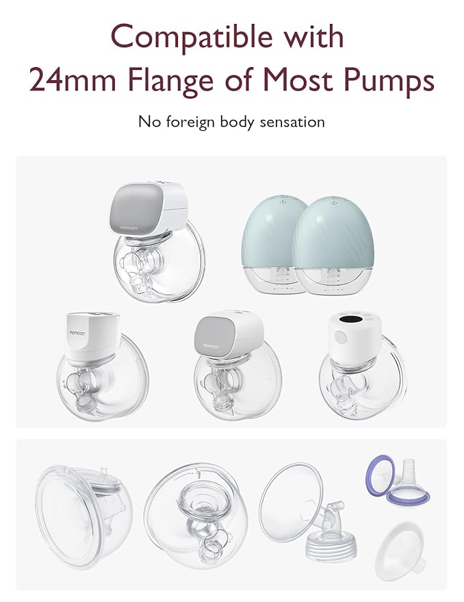 Momcozy Flange Insert 15mm Compatible with 24mm Flange/Shield of Most Pumps, Insert for Breast Pump Replacement Accessories, 4PCS 15mm