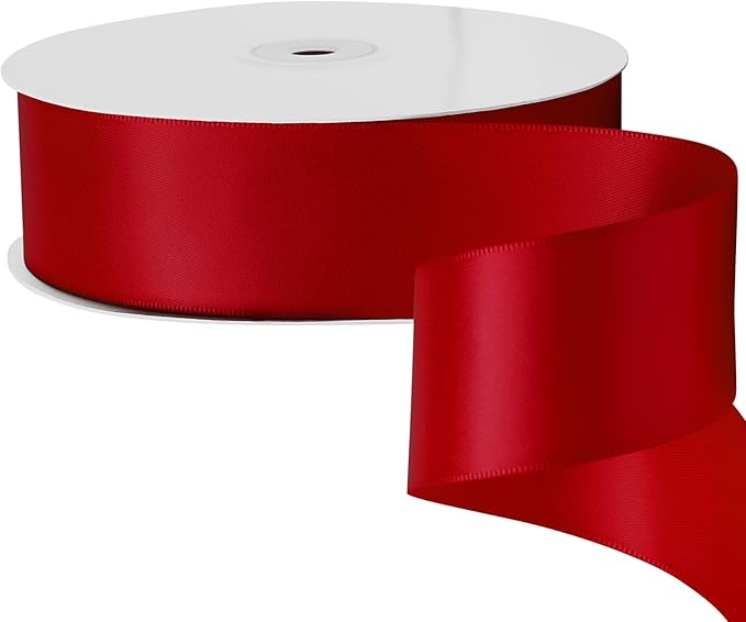 LIUYAXI Red Double Faced Satin Ribbon, 2" X Continuous 25 Yards, Ribbons Perfect for Gift Wrapping Wedding Bouquet Decor DIY Craft Bow Making & Other Projects
