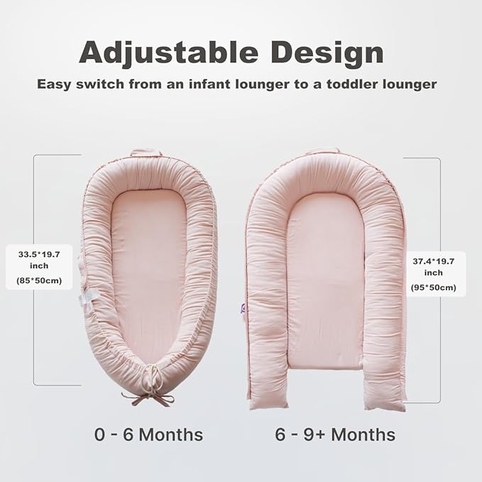Infant Lounger, Baby Nest Cover for Baby Girls & Boys, Newborn Essentials for Baby 0-18+ Months, 100% Cotton Breathable (Mistyrose, Corduroy)
