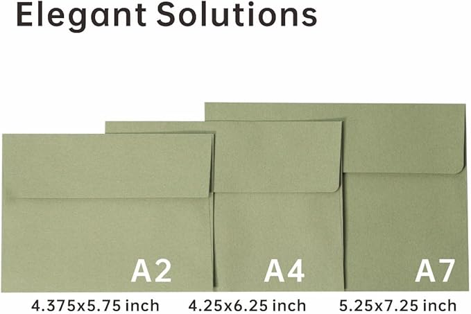 Keketer A2 Sage Green Printable Envelopes 80 Pack Self - Seal, for 5x7 Cards, Weddings, Invitations, Baby Shower 4.375 x 5.75 Inches