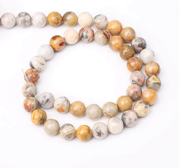 90pcs 4mm Natural Stone Beads Crazy Lace Agate Healing Energy Gemstone Round Loose Beads for Jewelry Making DIY Bracelet Necklace (Crazy Lace Agate, 4mm)