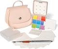 Funto Pocket Watercolor Set, Travel Color Kit, with 9 Colors, Leather Bag, Paint Water Cup, Foldable Palettes, and Mini Watercolor Papers, Set for Art