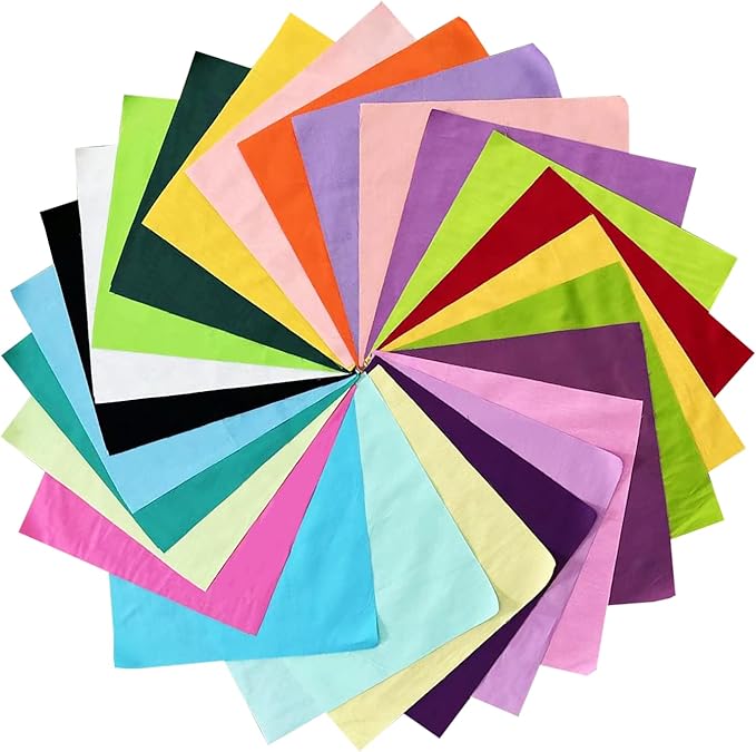 HANPATQUI 50PCS 8 x 8 inch Solid 100% Cotton Fat Quarters Fabric for Sewing and Quilting Bundles Precut Fabric Square for DIY Craft Patchwork