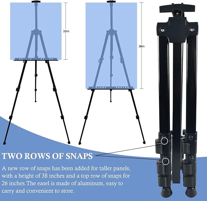Art Easel Stand for Painting Canvases - 66-Inch Adjustable Metal for Adults Tabletop & Outdoor Use - Lightweight Portable Easel for Displaying & Drawing - Sturdy,4-Pack.