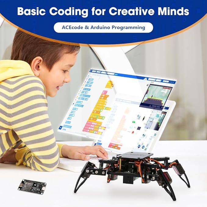 STEM Toys Programmable Bionic Spider Robot Kit, Science Kit for Kids Age 8-12, Teens DIY Robotics Building Toy, Walking Crawling, App Remote Control, Boys Gift Girls Adults Birthday