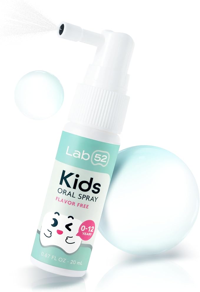 LAB52 Kids Oral Spray, Toddler Toothpaste Helper for Daily Oral Care and Fresh Breath, Children Approved with Fluoride Free for Newborn to Preschoolers, Xylitol Flavor Free