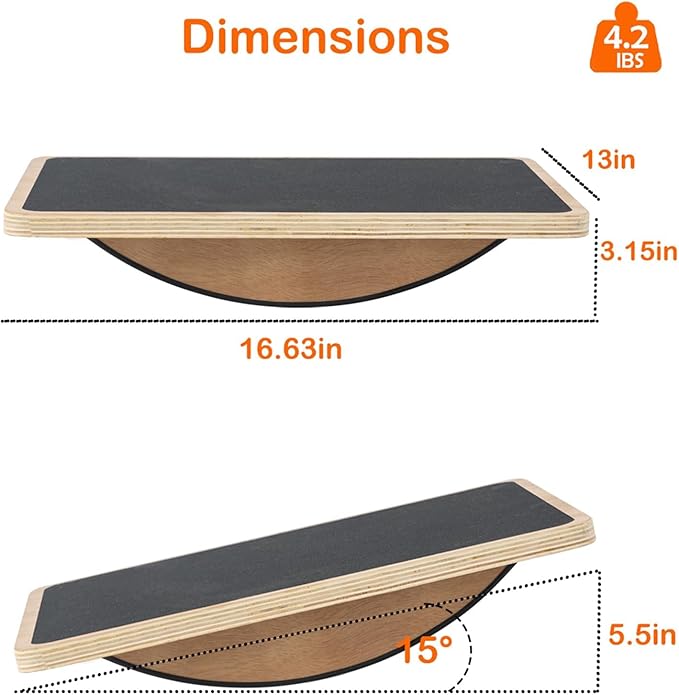 Balance Board Professional Wobble Board for Adults Anti-Slip 350LBS Balance Boards for Physical Therapy Standing Desk Core Strength Wooden Balance Board Rocker Board