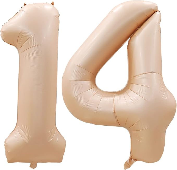 GOER Number 14 Balloons for 14th Birthday Sweet 14 Party Decorations,42 Inch Jumbo Foil Helium 41 Balloons for 41st Birthday Party Decoration (Caramel)