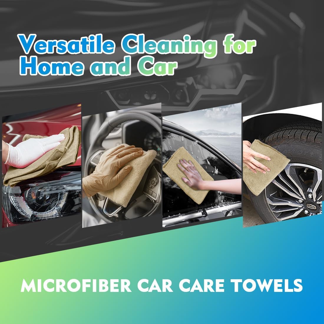 HOMEXCEL Microfiber Cleaning Cloth 20 Pack 11.5 x 11.5 inch Microfiber Towels for Cars Ultra Absorbent Car Washing Cloth Lint Free Streak Free Cleaning Rags for Car, Kitchen Window Brown