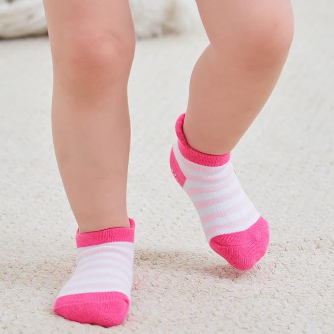 Zaples Baby Non Slip Grip Ankle Socks with Non Skid Soles for Infants Toddlers Kids Boys Girls
