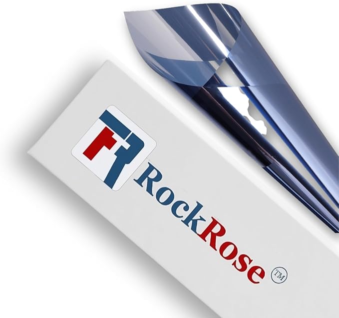 Rockrose Professional Window Tint for Home – One Way Privacy Window Film for Home Offices Heat Blocker Reflective Adhesive Mirror Tint with 99% UV Block – Blue-Silver 24in x 15FT