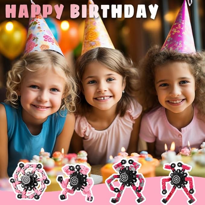 Fidget Toys for Girls, Birthday Gifts for 4 5 6 7 8 9 10 11 12 Year Old Girls Boys, Pink Transformable Fidget Spinners for Kids, Stocking Stuffers for Kids Adults Party Favors Toy