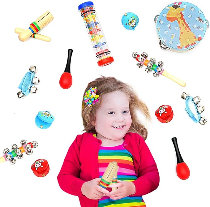 Kids Musical Instruments Toys Set: Baby Music Toys Montessori Percussion for Toddlers - Preschool Educational Musical Toys Set for Boys and Girls with Storage Bag (Blue)