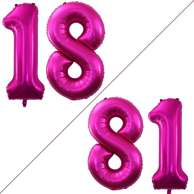 GOER Number 18 Balloons for 18th Birthday Sweet 18 Party Decorations,42 Inch Jumbo Foil Helium 81 Balloons for 81st Birthday Party Decoration (Bright Peach)