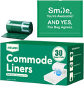 Commode Liners with Absorbent Pads, 30Pack Tear-Free Leak-Proof Bedside Commode Liners, Universal Disposable Commode/Bed Pan Liners for Bedside Commode, Standard Toilet, Chair Bucket(30Bags+30Pads)