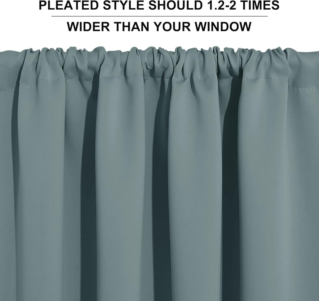RYB HOME RV Curtains Blackout - Thermal Insulating Privacy Door Windows Camper Curtains for Kids Nursery RV Bunk Bedroom Windows Bathroom, Width 29 x Length 24, Dusty Blue, 2 Pcs