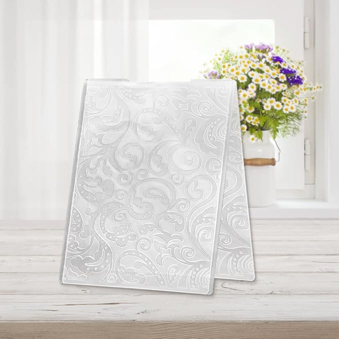 Hying 3-D Textured Impressions Background Embossing Folder, Flower Pattern Plastic Embossing Folder Template for Card Making Scrapbooking Paper Craft Album Stamps DIY Décor
