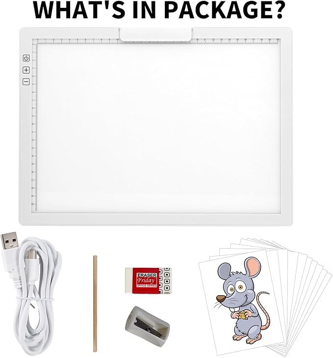 Rechargeable A4 Light Pad with Innovative Stand and Top Clip, Elice Wireless Bright Light Tracing Board Portable LED Artcraft Tracer Box for Drawing, Cricut Weeding Vinyl, Diamond Painting (White)
