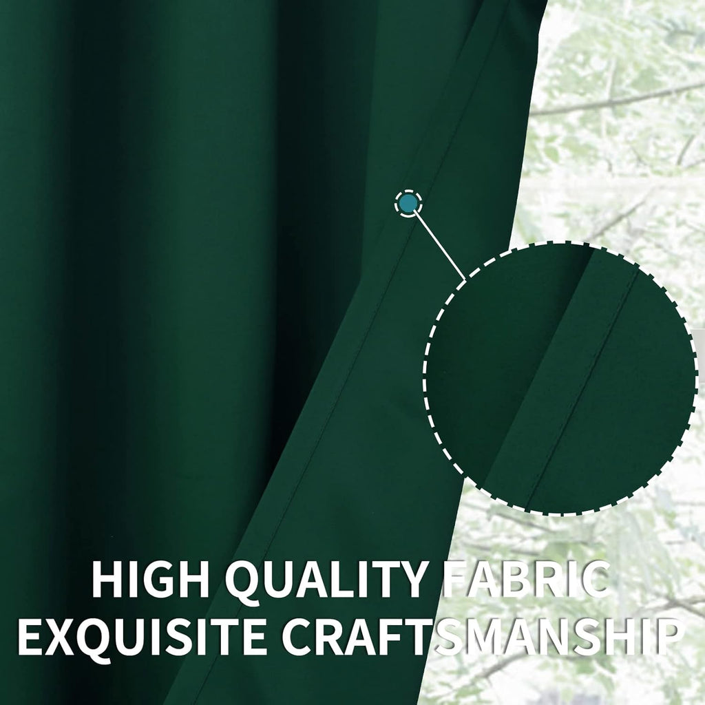 BGment Emerald Green Blackout Curtains 36 Inch Length for Kitchen Window - Short Thermal Insulated Drapes Room Darkening with Rod Pocket for Bathroom Cafe Rv Window, 42 x 36 Inch, 2 Panels