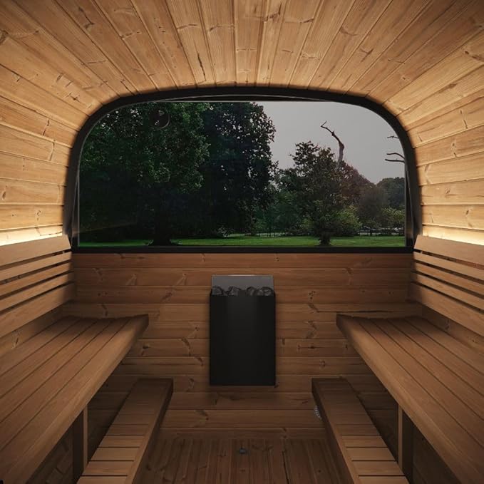 Model CL12GCP, Cube-Series Outdoor Home Sauna Suite Kit, Up to 8 Persons (Sauna Heater and Sauna Stones Included) (Drop 9 WiFi - Black)