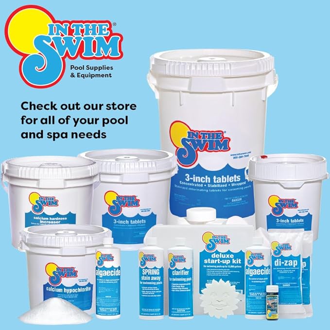 In The Swim Deluxe Chemical Value Kit and Chlorine Bundle - Pre-Measured Kit for Seasonal Maintenance - 25lb Bucket 3-Inch Chlorine Tablets - Inground and Above Ground Pools Up to 15K Gallons