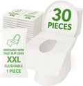 Individually Wrapped XXL Toilet Seat Covers Disposable Flushable for Travel (30 Pack), Full Coverage Paper Liners for Kids & Adults