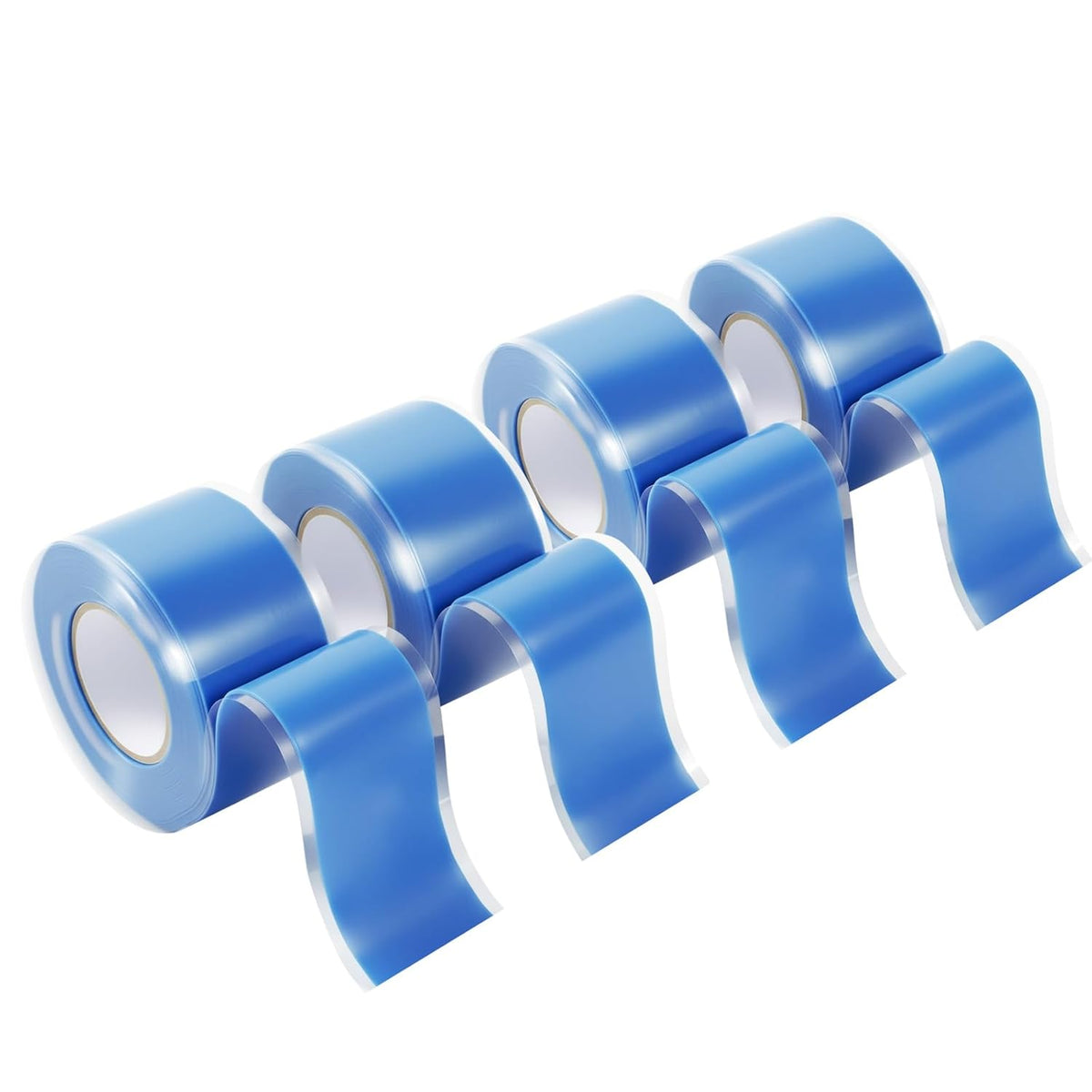 Self Fusing Silicone Tape 4 Rolls 1 in x 10' Blue Waterproof Rescue Tape Rubber Leak Silicone Self-amalgamating Tape for Plumbing, Sealing Pipes, Hose Repair, Outdoor Coax and Tool Fixation