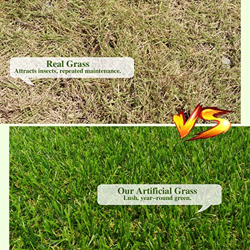 Weidear Artificial Grass 3 ft x 9 ft, 0.8 inch Fake Grass Mat, 4 Tones Synthetic Turf Rug, Indoor Outdoor Turf Grass for Dogs Pets/Patio Lawn Landscape Garden, Customized Sizes - size: 3X9ft