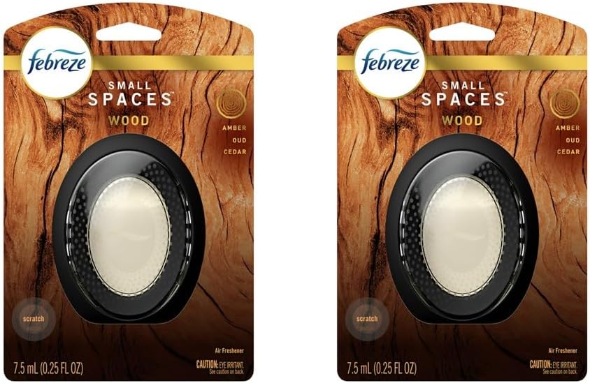 Febreze Odor Eliminator Small Spaces Air Freshener Wood (2 pack),2 Count (Pack of 1)
