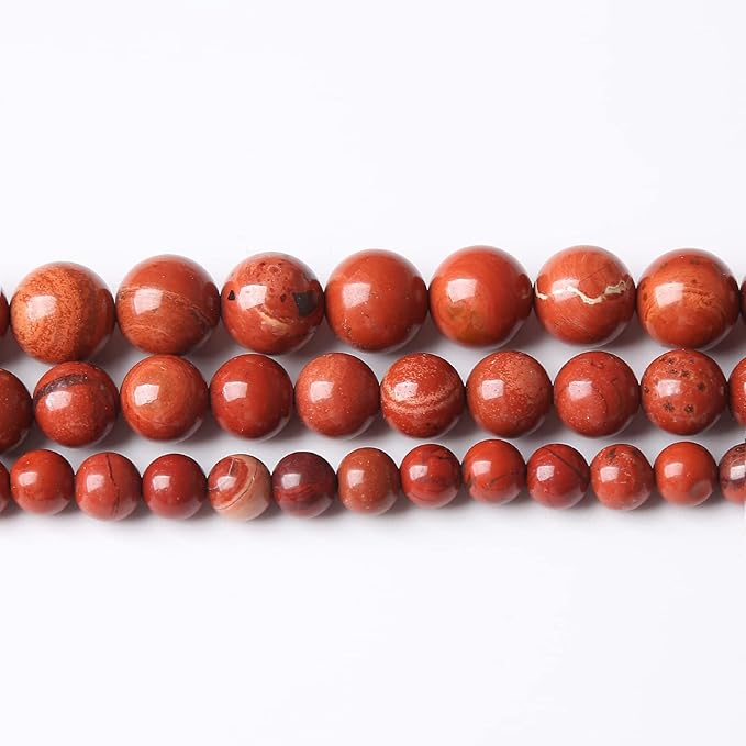 90PCS 4MM Red Jasper Beads Round Loose Stone Beads for Jewelry Making DIY Energy Stone Healing Power Bracelet 15"