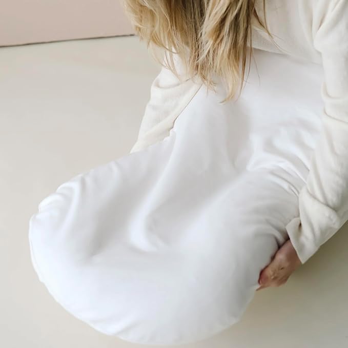 Baby Lounger - Snuggle Cozy Me Infant Lounger for Newborns | Flannel Cover, Breathable Soft, Portable Awake-Time Pad, Essential Baby Gift - White