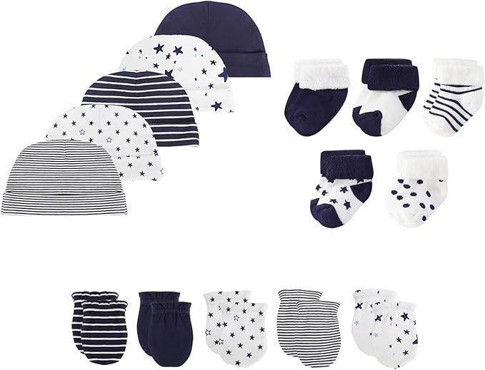 15 Pack Unisex New Born Boy Girls Hats Mittens Socks Sets Cotton Soft Infant Accessory 0-6 Months Baby Essentials