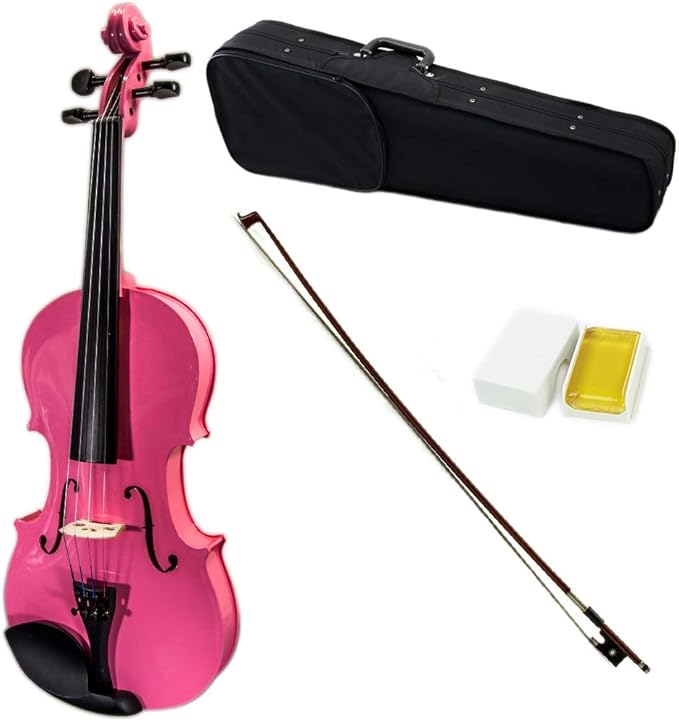 Sky Full Size VN202 Pink Violin with Brazilwood Bow and Lightweight Case