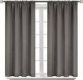 BGment Short Blackout Curtains 48 Inches Length - Rod Pocket Thermal Insulated Room Darkening Window Drapes for Kitchen Bedroom Bathroom, Grey, 2 Panels, 42 x 48 Inch