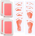 Baby Footprint and Handprint Kit, 4 Pink Inkless Print Pads + 8 Imprint Cards, Dog Paw Print Kit Clean Touch Ink Pad Perfect Keepsake Gift for Newborns and Pets Printing Touch Imprints