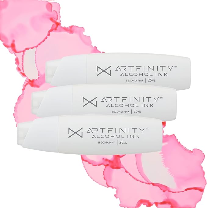 Alcohol Inks 3 Pack - Vibrant, Professional, Dye-Based Alcohol Inks for Artfinity Alcohol Markers, Artists, Drawing, & More! - Begonia Pink RV3-15