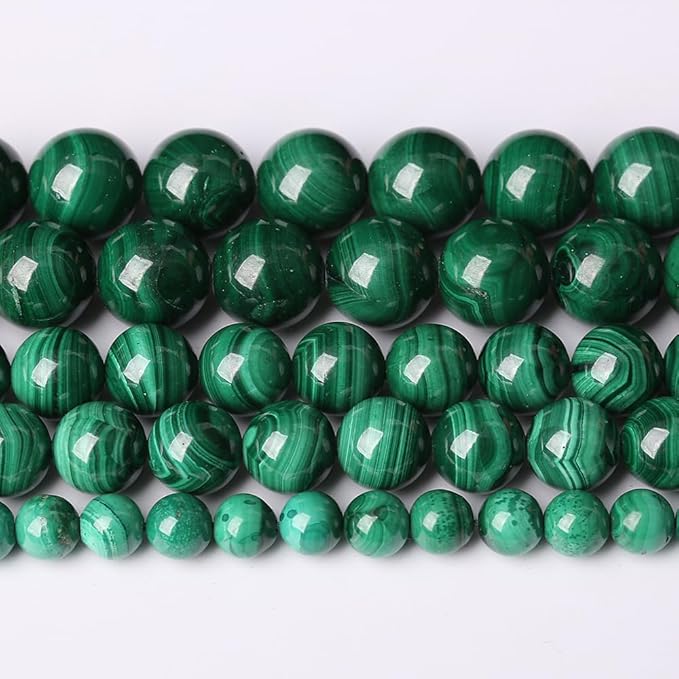 23pcs 8mm Natural Green Malachite Beads AAA Gemstone Round Loose Beads for Jewelry Making DIY Bracelets Necklaces Crystal Energy Healing Stone Beads