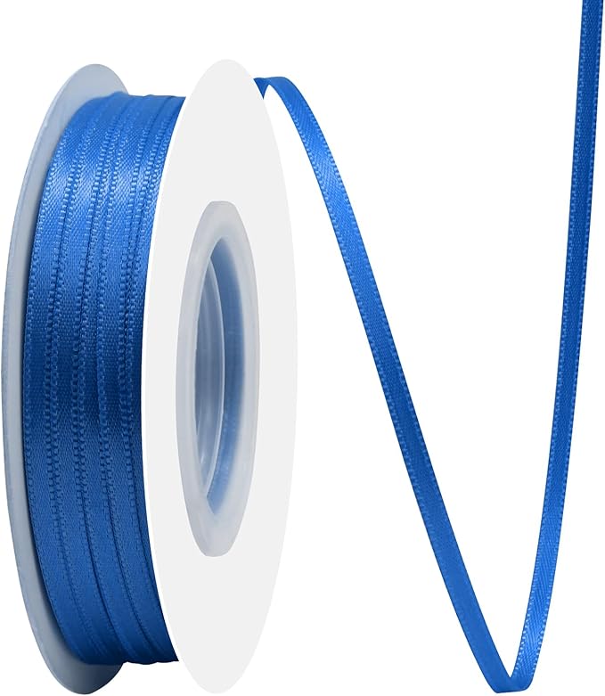 Royal Blue Satin Ribbon 1/8" X 50 Yards Solid Color Double Faced Ribbons Perfect for Crafts Wedding Decor Bow Making Arts Sewing and More