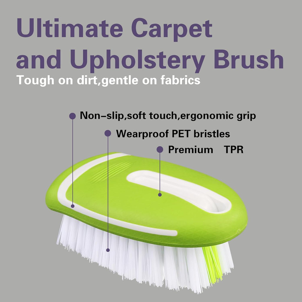Carpet and Interior Cleaning Brushes, car Cleaning Brushes, Carpet Washing Brushes, Hard Bristle Detail Brushes, car and Home Interior Leather Brushes (Green)