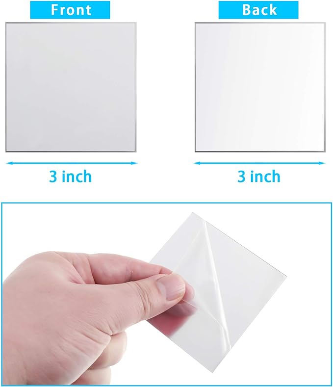 Jetec 50 Pieces Mini Size Square Mirror Adhesive Small Square Craft Mirror Tiles for Crafts and DIY Projects Supplies Home Decoration(3 x 3 Inch)