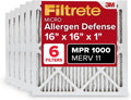 Filtrete 16x16x1 AC Furnace Air Filter, MERV 11, MPR 1000, Micro Allergen Defense, 3-Month Pleated 1-Inch Electrostatic Air Cleaning Filter, 6 Pack (Actual Size 15.81x15.81x0.81 in)
