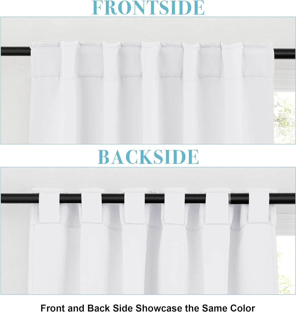 RYB HOME Kitchen Window Curtains - Blackout Privacy Half Window Curtains for Bedroom Bathroom Dining Living Room Cafe Office Short Tiers Drapes, W 34 x L 36 inches, 2 Panels, Pure White