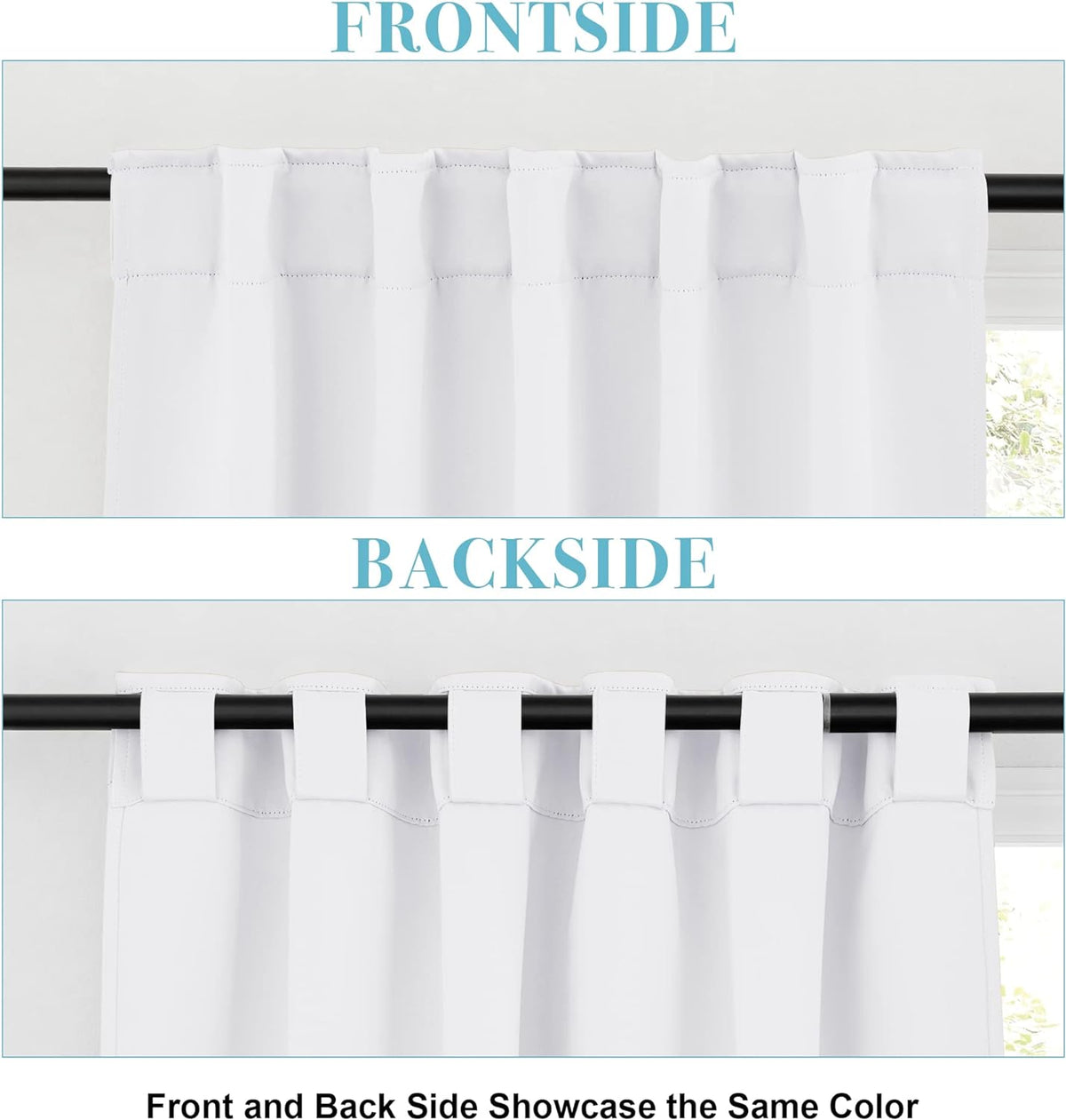 RYB HOME Kitchen Window Curtains - Blackout Privacy Half Window Curtains for Bedroom Bathroom Dining Living Room Cafe Office Short Tiers Drapes, W 34 x L 36 inches, 2 Panels, Pure White