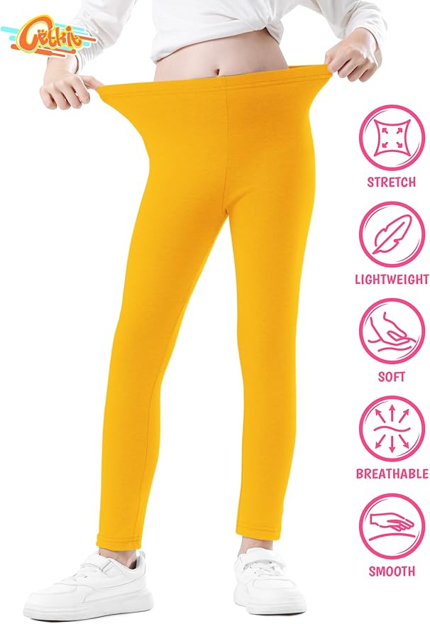 Girls Leggings Cotton Leggings for Toddler Footless Girls Pants Stretchy Baby Girl's Pants Infant Basic Leggings Size 6M -14Y