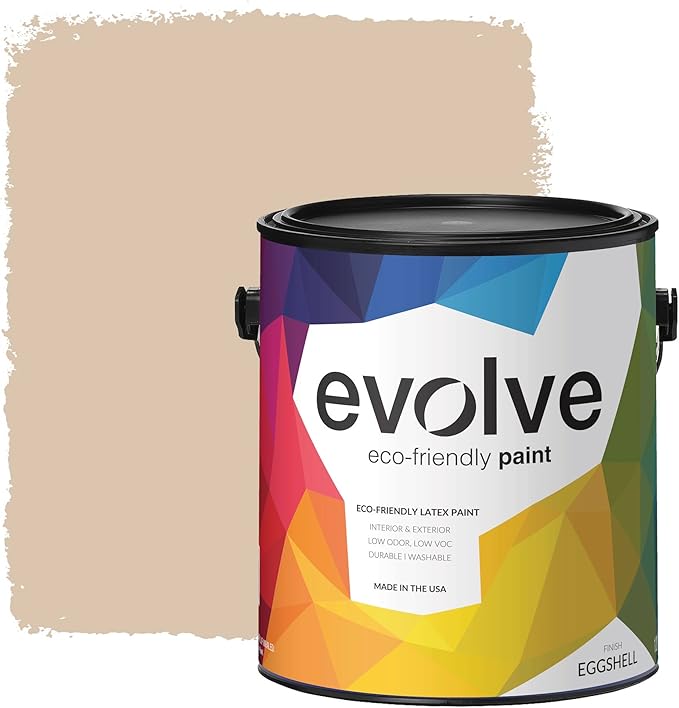 EVOLVE Paint & Primer: Environment-friendly, Low Sheen with One-coat Coverage for Interior & Exterior surfaces (Natural Beige, 1-Gallon)