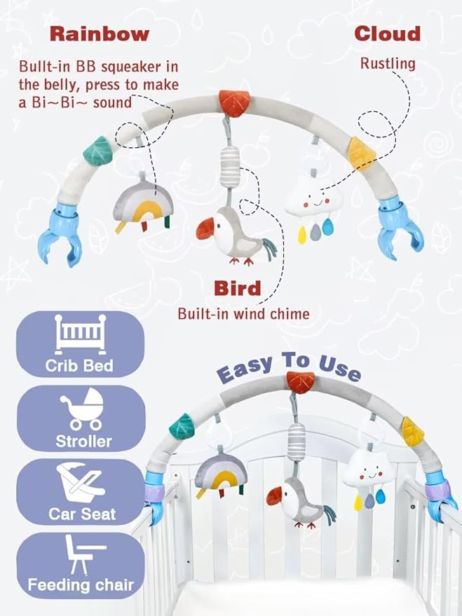 Pau1Hami1ton Baby Stroller Arch Toys, Car Seat Toys,Bouncer Toy Bar.S-19(Bird)