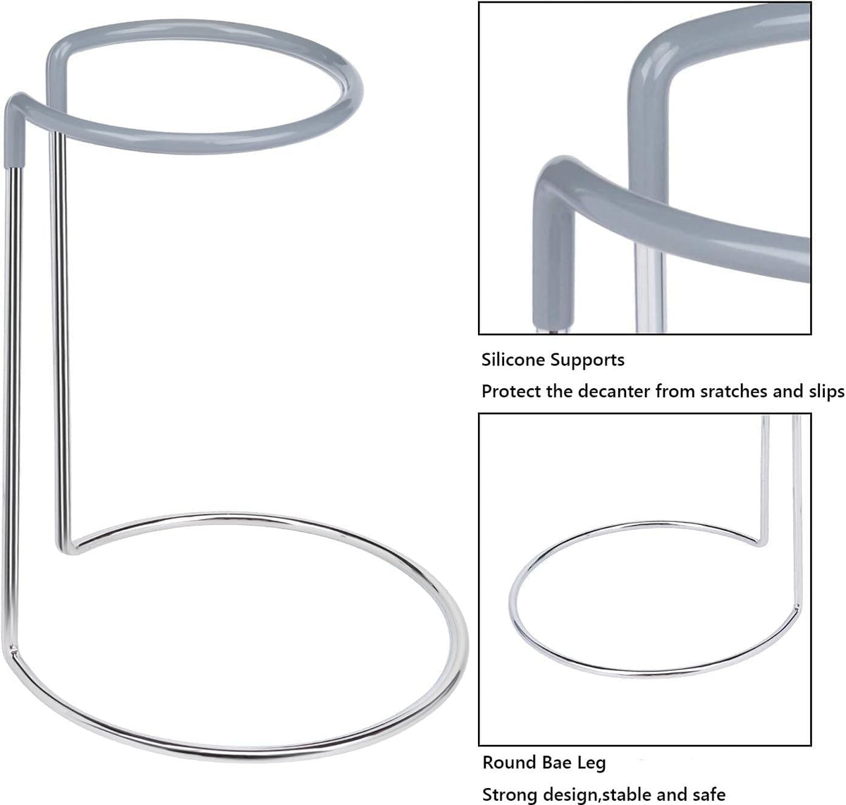 Wine Decanter Drying Stand with Cleaning Brush,Wine Decanter Drying Rack Holder with Rubber Coated Top Drainer Stand Dryer Rack for Standard Large Wine Decanters