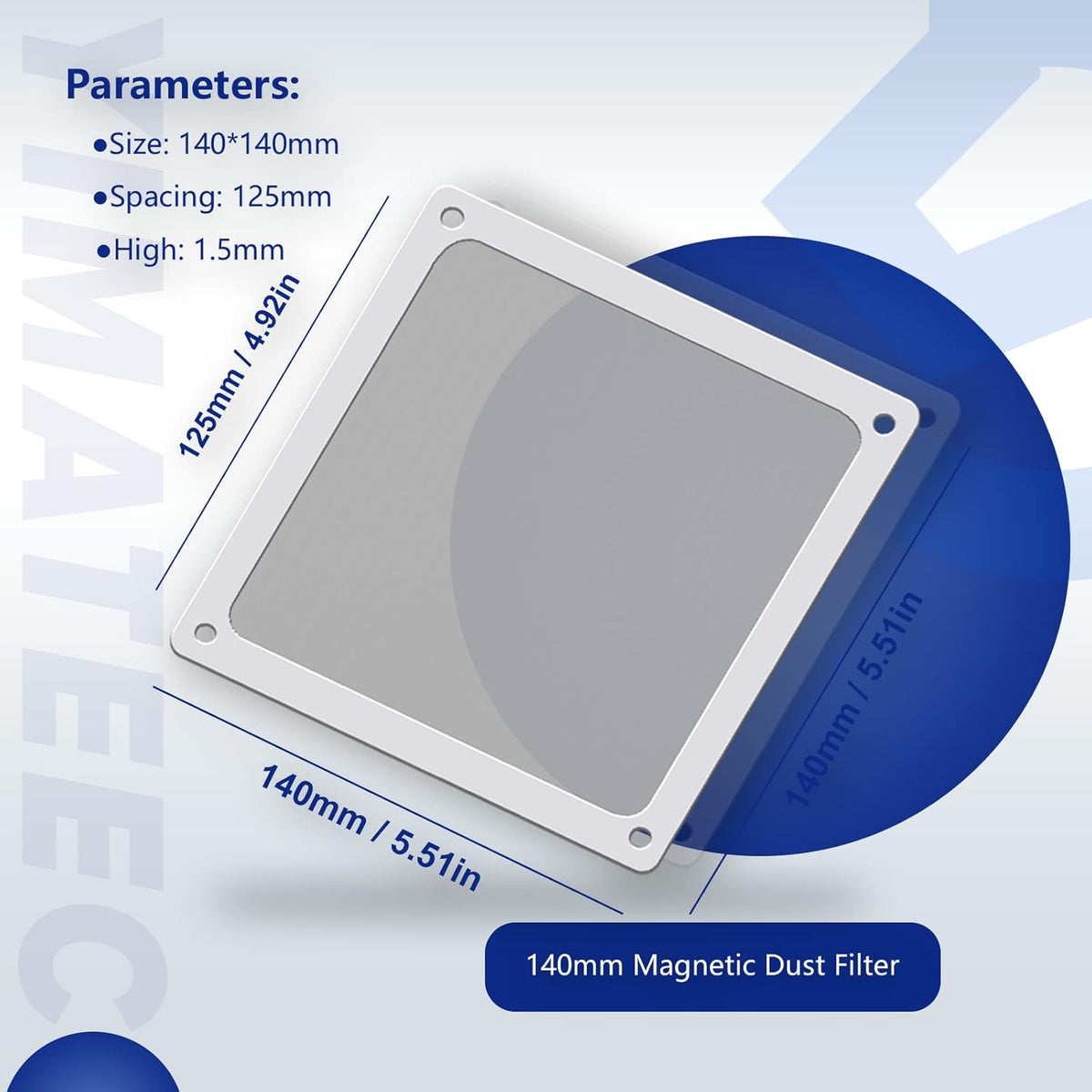 Dust Filter PC 140mm for Computer Cooler/PSU/Routers Nylon 80 Mesh, Magnetic Frame PC Fan Dust Mesh PC Cooler Filter Dustproof Computer Fan Grills (Nylon, 140 * 140mm, 10pcs, White)