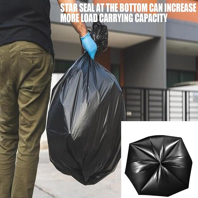 8-10 Gallon Trash Bags, 1000 Count Bulk Value Pack, Black Garbage bags, Multi-purpose Trash Can Bin Liners for Bathroom, Office, Industrial, Commercial, Janitorial, Municipal, Recycling